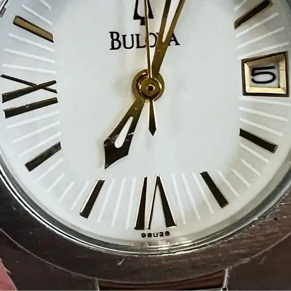 Bulova White 2-Tone Stainless Steel Women's Watch 98U28 6in. - Picture 4 of 15